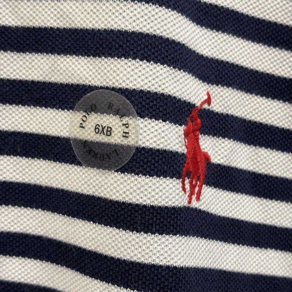 Polo Ralph Lauren Mens 6XB Navy Blue White Striped Short Sleeve Polo Shirt NWT - Picture 5 of 8